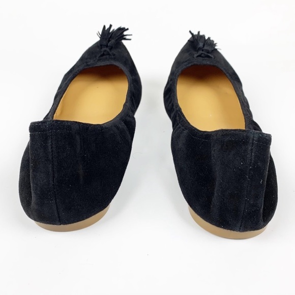 New J Crew Lottie Black Suede Tassel Stretch Flats - Picture 5 of 7